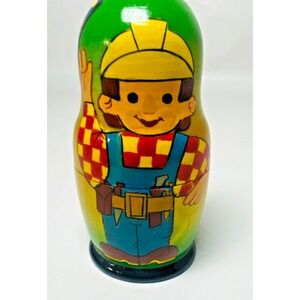 Russian Russia Nesting Doll Bob the Builder Handpainted Set of 5 Wooden Wood